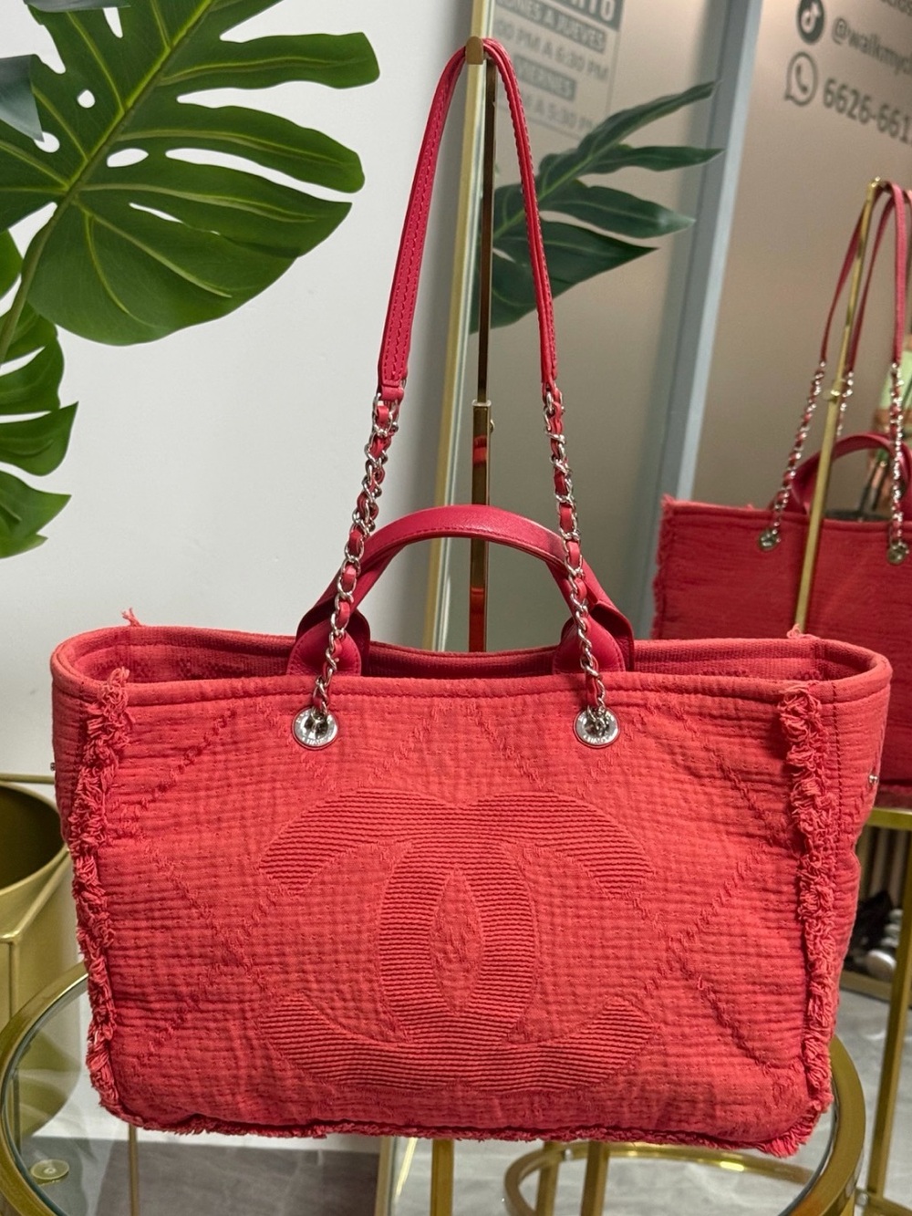 CHANEL Red Quilted Large Tote
